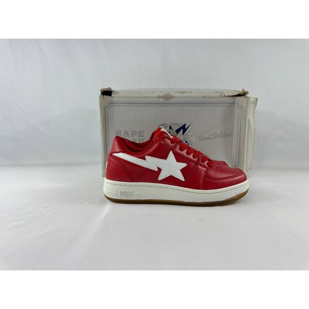 A Bathing Ape Bapesta Low 'Shark Sole - Red' Men's Size 8